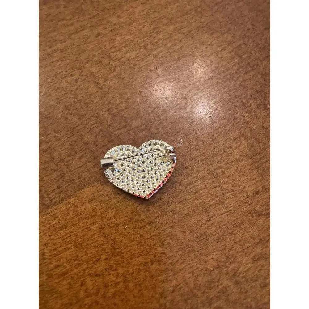 Red Heart-Shaped Rhinestone Pin Brooch